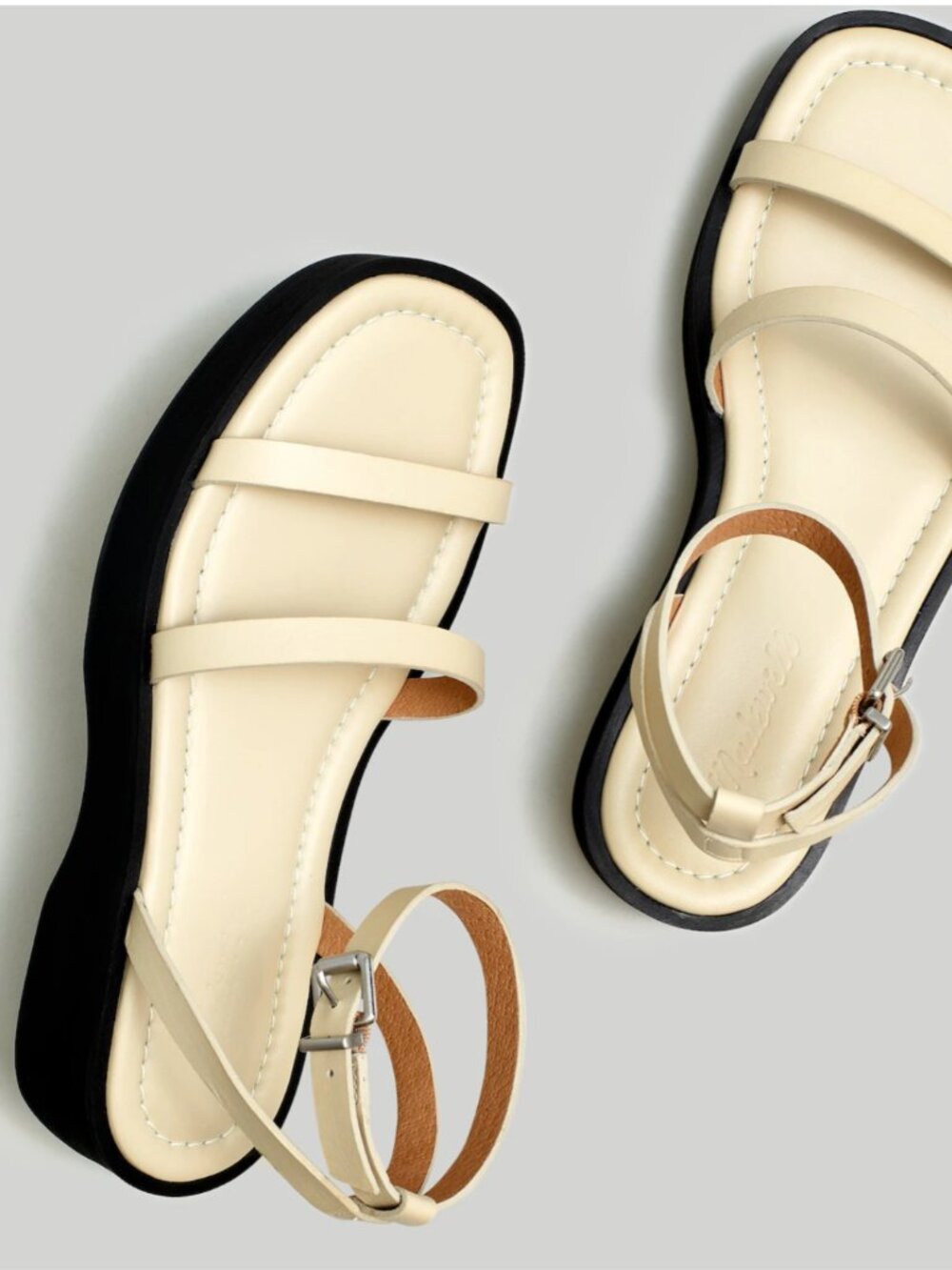 New! Madewell Double-Strap Platform Sandal with Ankle Strap in Bone | Size 8.5